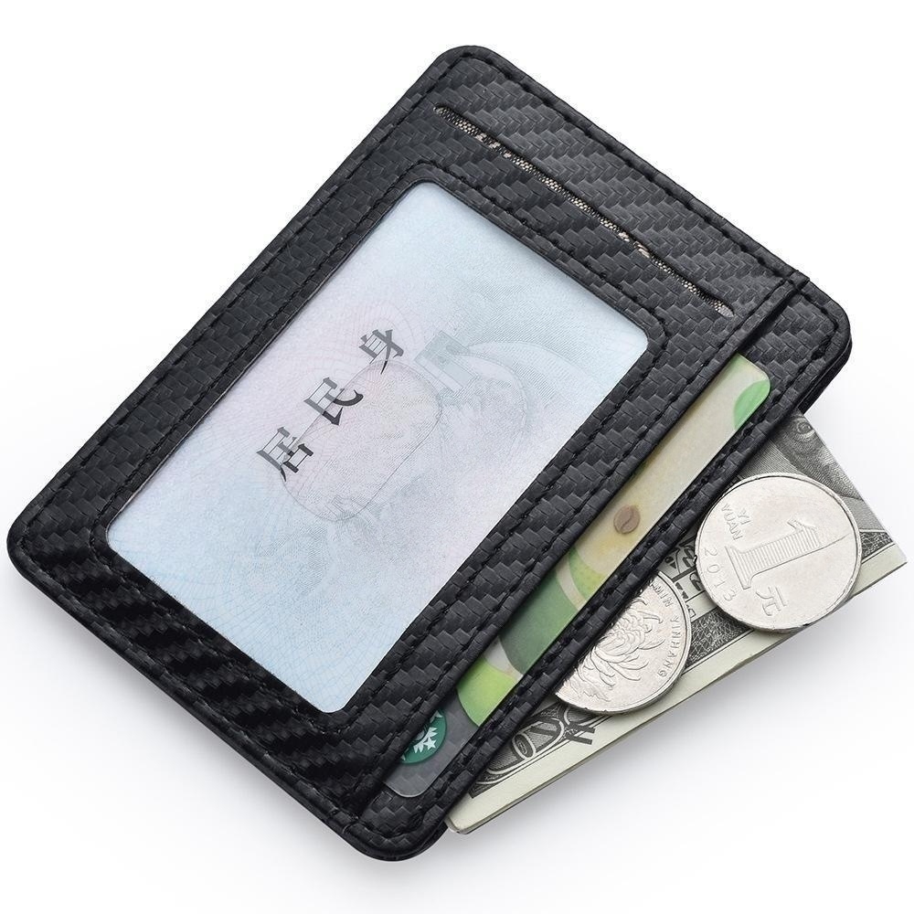 Carteiras masculinas finas e minimalistas com bolso frontal RFID com bloqueio de porta cartão de crédito carteiras de couro portáteis