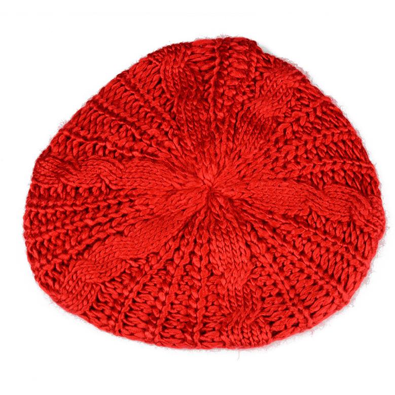 Woman Winter Knitted Beret Hats Women's Lady Beret Braided Baggy Beanie Crochet Warm WalkingWinter Hat Ski Cap: Red