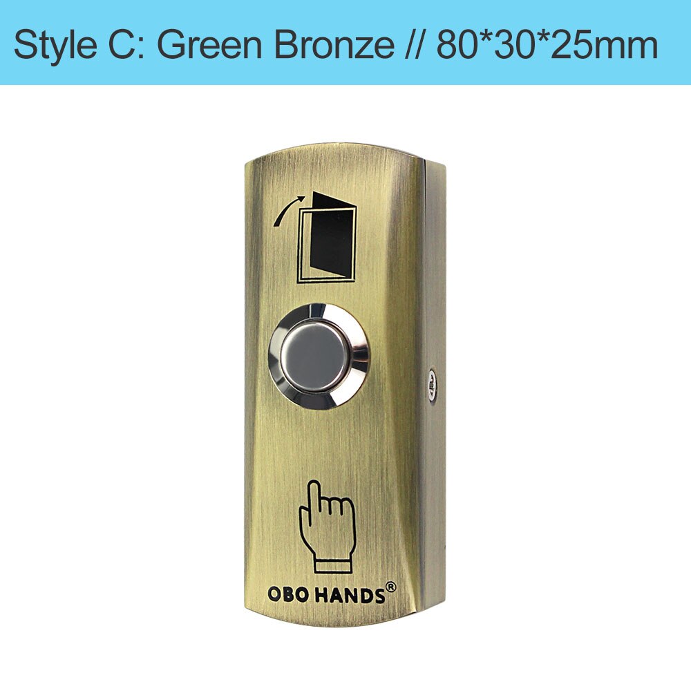 Bouton de sortie de porte en métal, ouvre-porte étanche pour serrure électrique, système de contrôle d&#39;accès, interphone vidéo: Style C