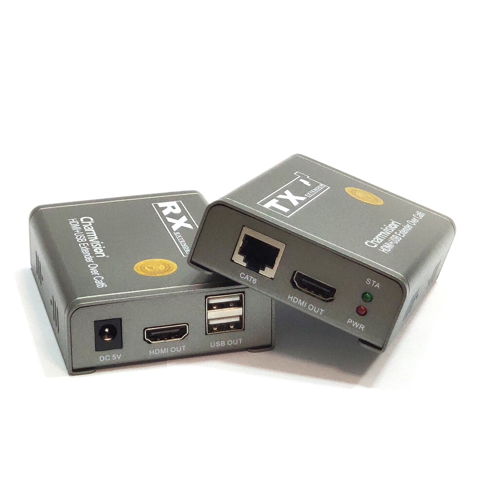 Charmvision EKU60H 60m 196ft USB K/M HDMI KVM Extender 1080P HD Audio Video Encoder Decoder over UTP STP CAT6 Cable PC DVR NVR