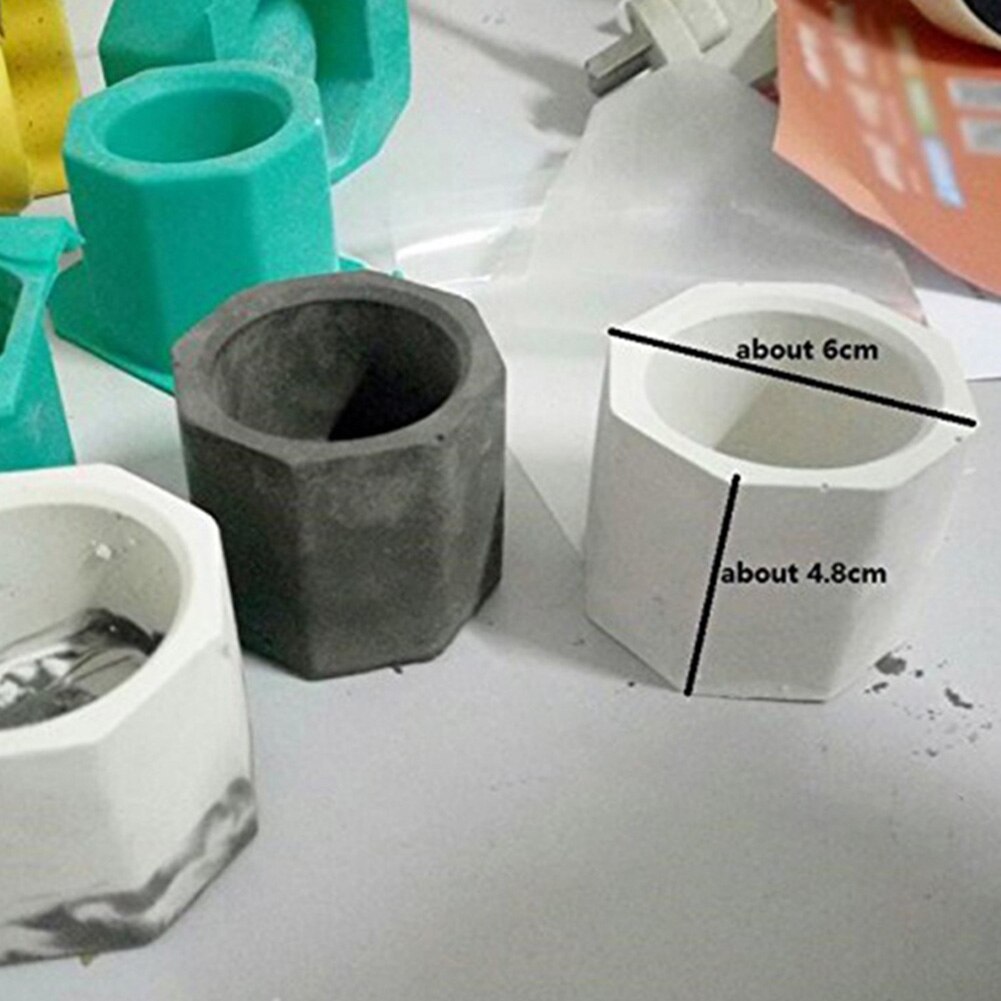 Maceta de yeso poligonal de 3 agujeros para suculentas, de hormigón, de silicona, juego de moldes de cerámica para plantas