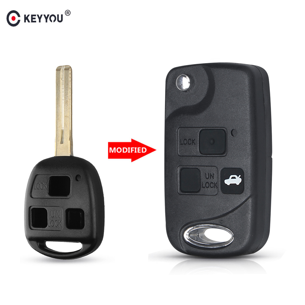 KEYYOU 3 Knoppen Flip Folding Remote Key Shell Case Voor Lexus RX300 SC430 GX470 LS400 GS300 ES330 LX470 Fob Sleutel cover