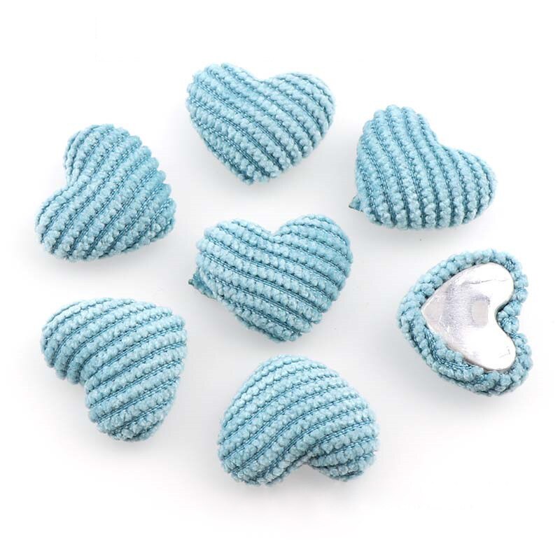 20 Uds. Botones de franela de corazones de colores, adornos para manualidades DIY, suministros para pendientes, Material para hacer joyas, accesorios, nociones de costura: Light blue