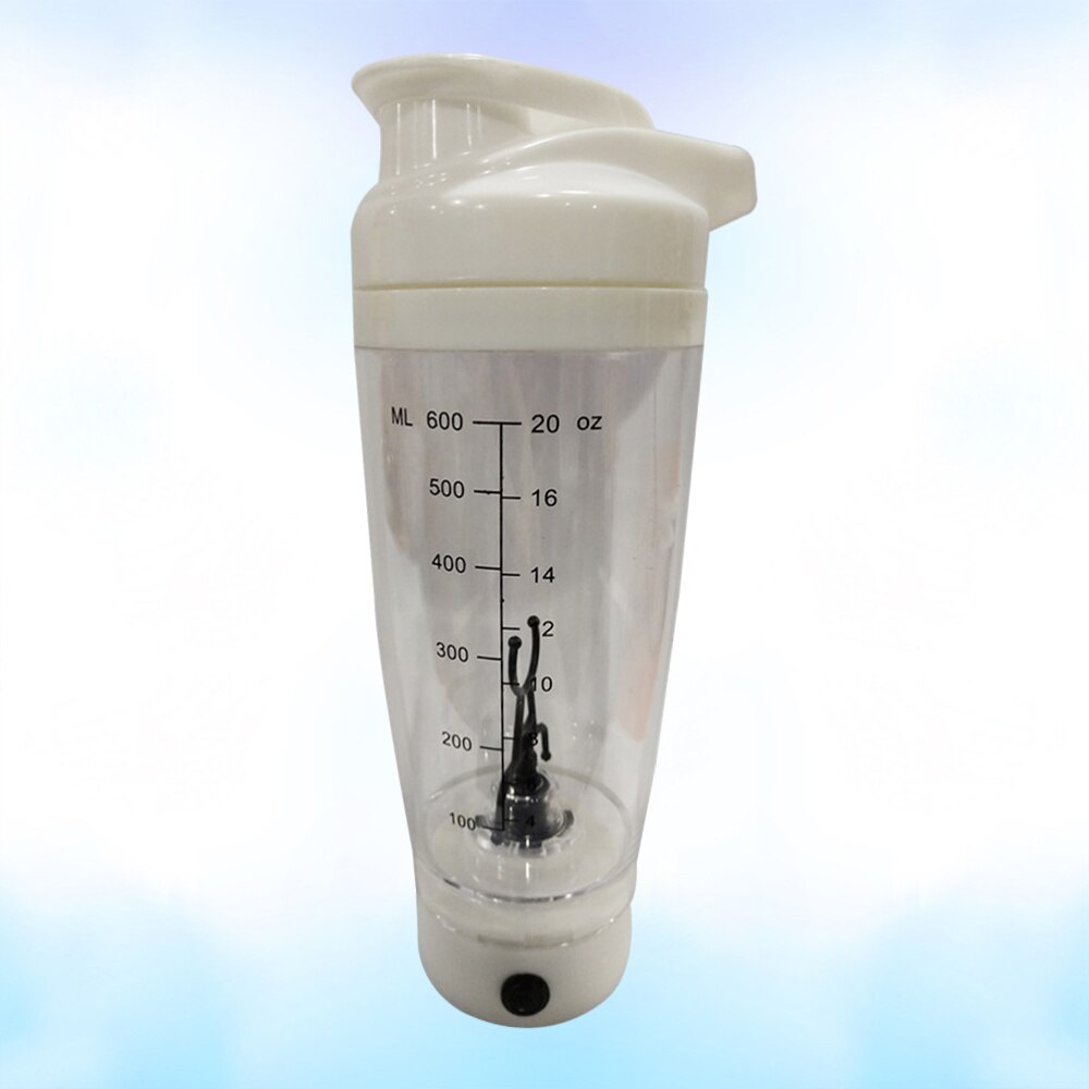 1 Pc shaker per proteine bottiglia vortice frullatore miscelatore tornado shaker tazza 600ml agitatore a batteria portatile automatico: bianca