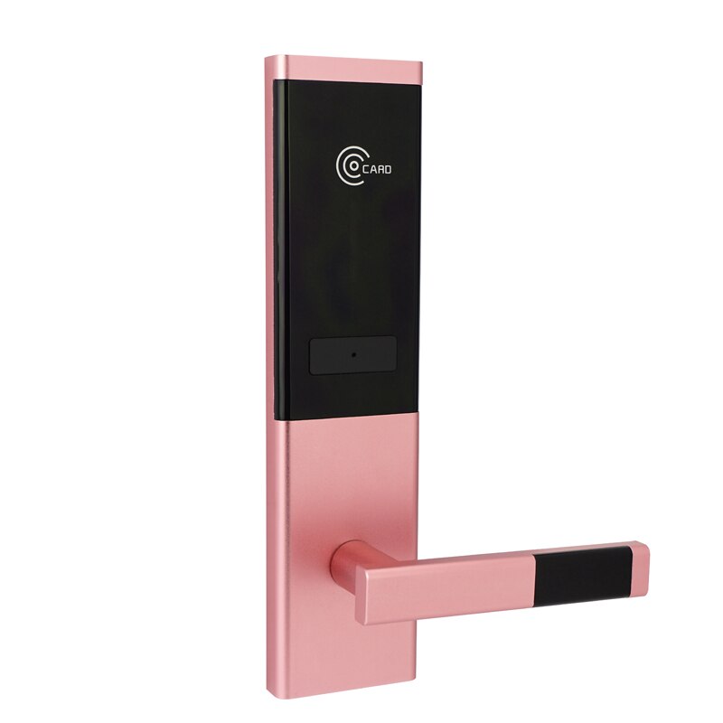 Aluminum keyless front door lock home hotel security RFID card system: rose red