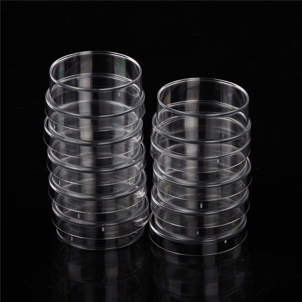 O laboratório fornece 10 pratos estéreis práticos da petri dos pces com tampas para a fonte química do laboratório do instrumento do fermento bacteriano da placa do laboratório 35mm