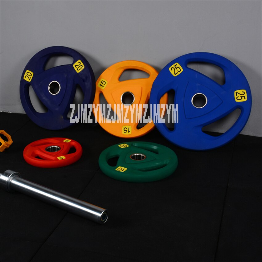 1818 2.5kg PU Hand Barbell Disk Environmental Protection No Off-Smell Barbell Slice Weightlifting Barbell Piece Three Holes