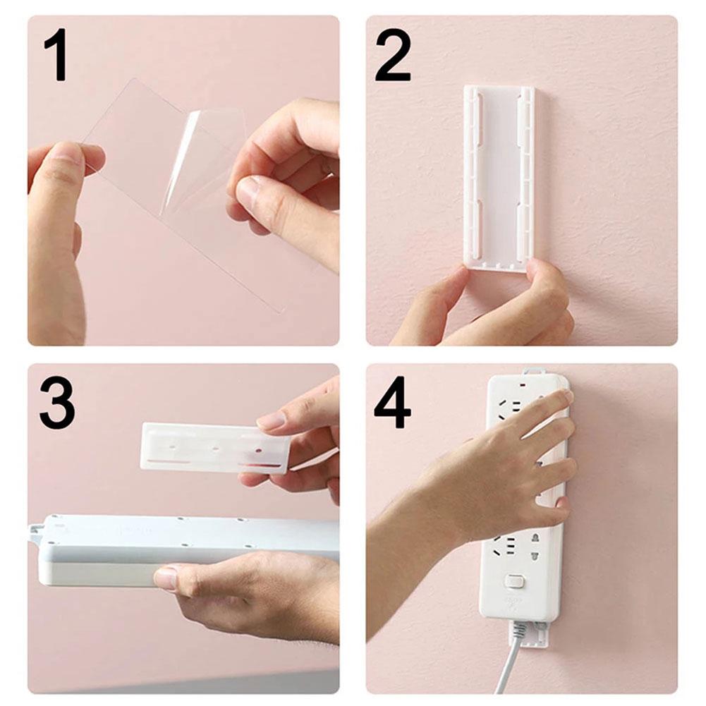 Punchfree-Soporte adhesivo para enchufe, fijador de pared, tira de alimentación, enchufes de almacenamiento, soporte de estante, gancho extraíble
