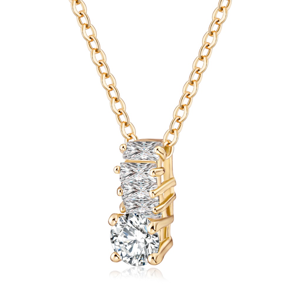 Eenvoudige Multi Layer Charm Crystal Vrouwen Kostuum Sieraden Charmant Rechthoek Zirkoon Ronde Bal Strass Hanger Ketting