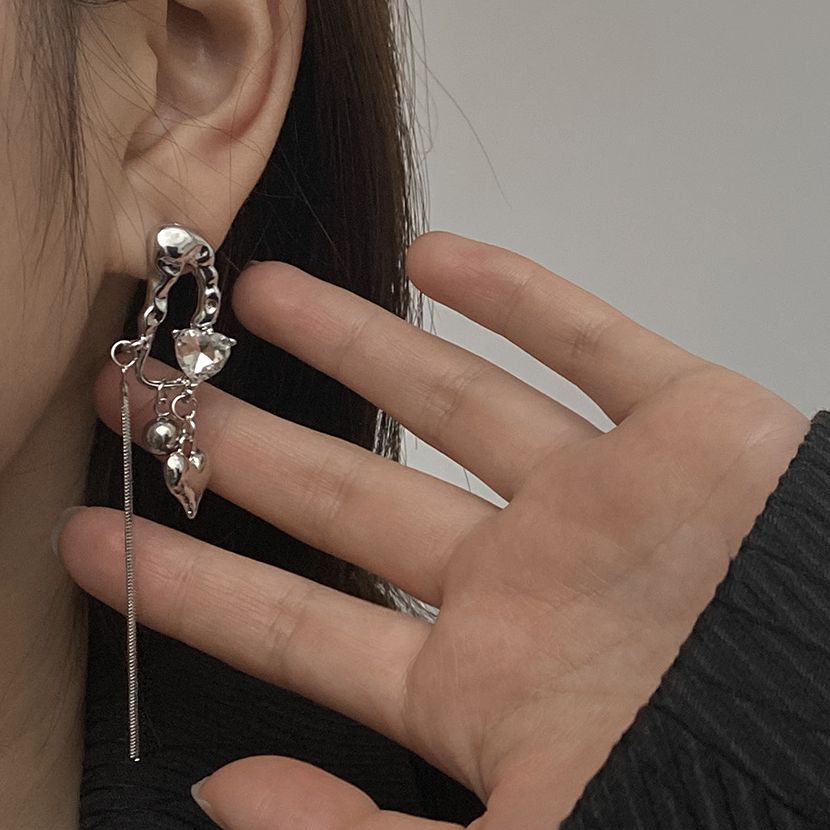 Pendientes irregulares con forma de Pin para mujer, aretes de amor de circonia, de joyas de asimétrico de cien Metal, novedad de 2023