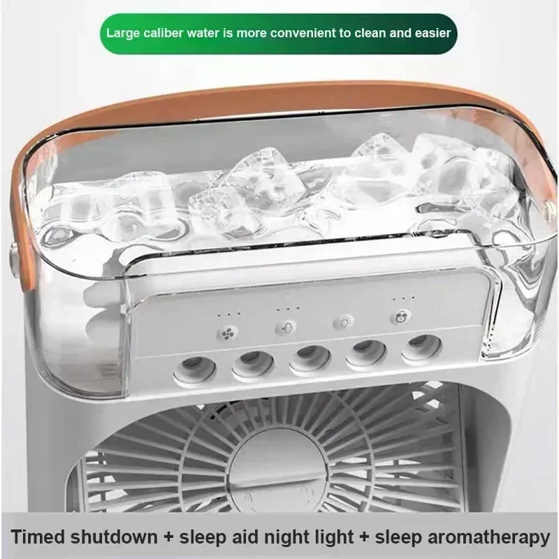 3 in 1 ventilator klimaanlæg husholdning lille luftkøler led natlys bærbar luftfugter luftjusteringsventilator kontor hjemmeventilator