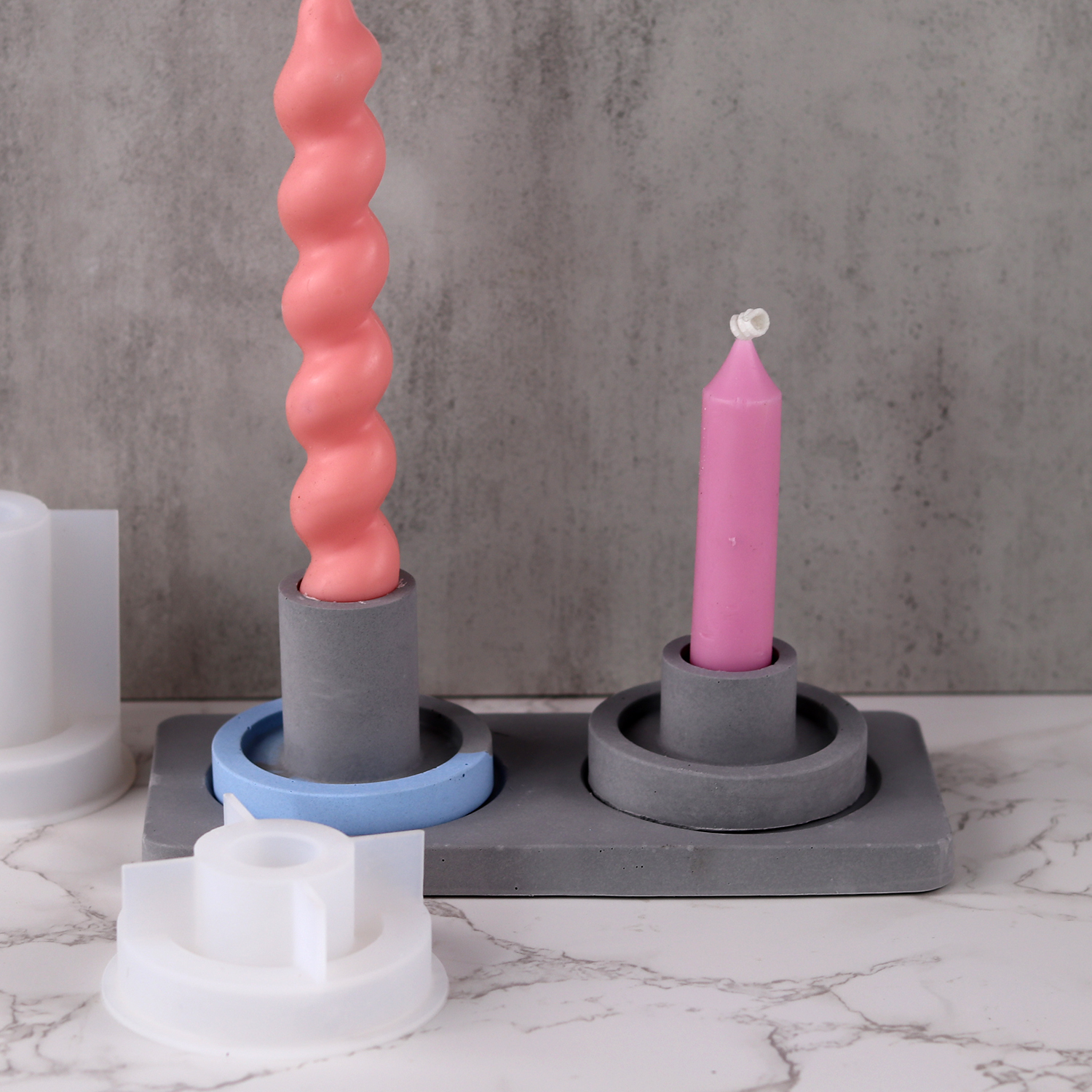 Candelabro redondo de hormigón, molde de silicona, yeso hecho a mano, soporte de vela de resina epoxi, moldes artesanales, de arte, decoración del hogar
