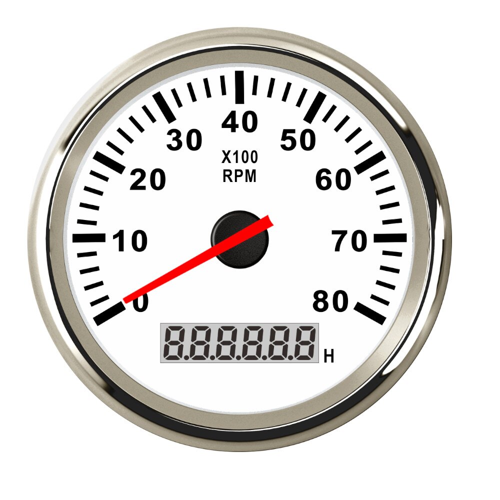 tachymètre marin 85MM tr/min compteur compteur LCD 6000 tr/min 8000 tr/min voiture bateau Tacho compteur jauge avec rétro-éclairage rouge 9-32V: WS 8000RPM