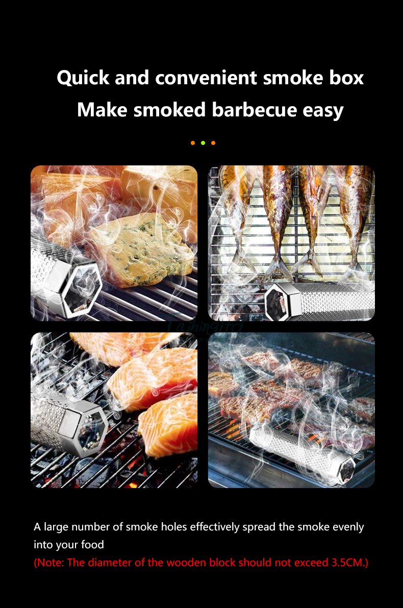 Rustfrit stål rygerrør bbq træpille røgkasse trækulgrill kød bbq tilbehør udendørs grill picnic meshes