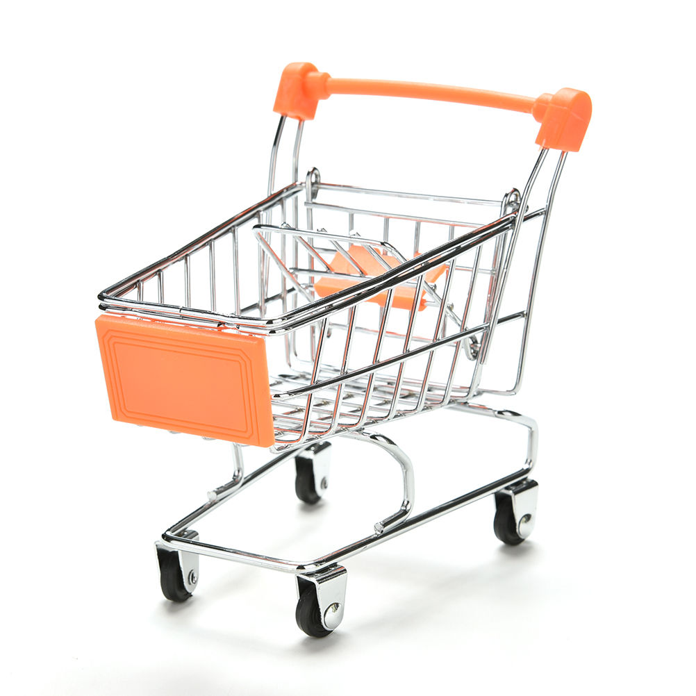 Colorful Funny Mini Supermarket Shopping Cart Trolley Pet Bird Parrot Hamster Toy 1pcs: Orange