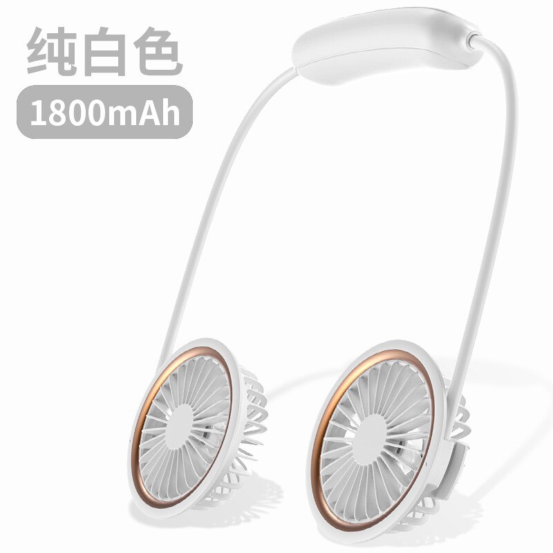Mini USB Portable Fan Hands-free Neck Fan Rechargeable Battery Small Portable Sports Fan 2000mA Desk Hand Air Conditioner cooler: WHITE