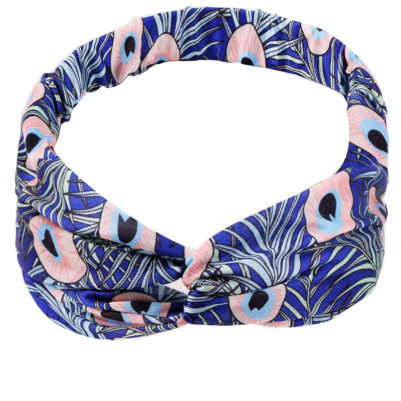 Haarbänder mit pfauenmuster, elastische haarbänder mit kreuzknoten, schnelltrocknend, sport-schweißband, weiches wildleder-bandana, haaraccessoires: Q8