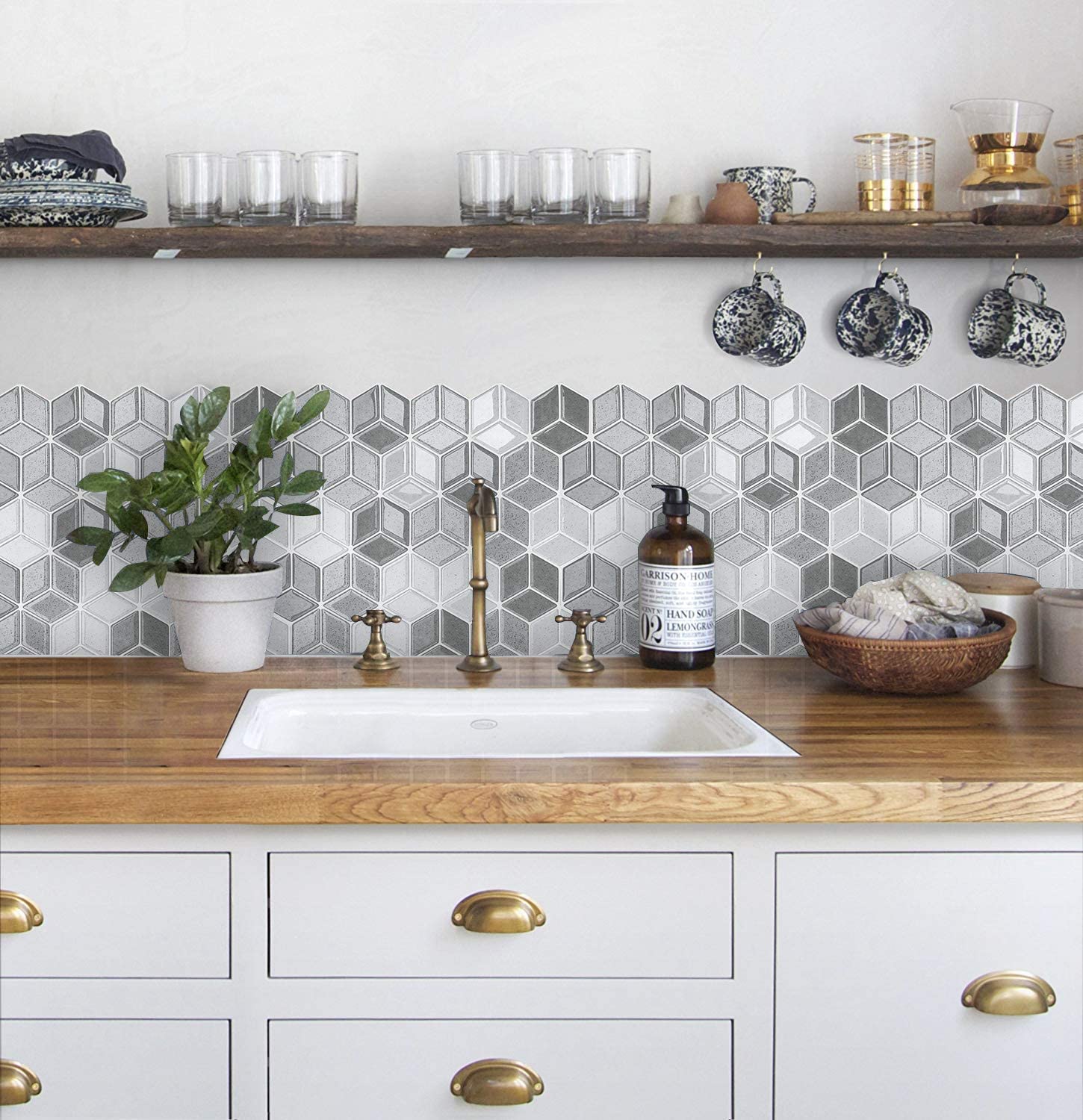 Sticker Kitchen Backsplash Wall Sticker Self Adhesive Mosaic Tiles Bathroom Waterproof DIY Nordic Modern Home Decor-1 Sheet