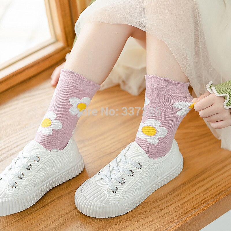 Girls child cotton socks Yan Yafeng pretty flowers cute princess high socks for baby kids autumn colorful children girls sock