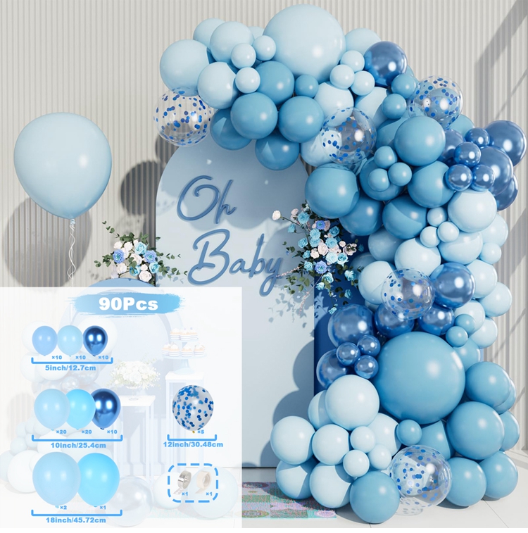 Kit de arco de guirnalda de Globos azules, decoraciones para de feliz cumpleaños, Globos de confeti, Globos para Baby Shower, decoración de boda, Globos: LASER