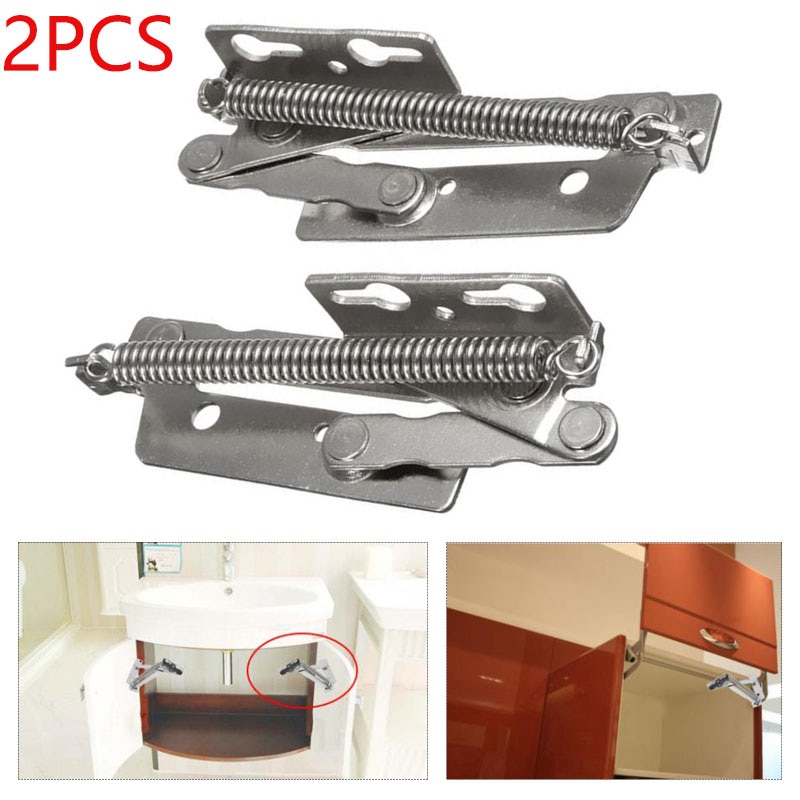 2Pcs 80 Degree Left Right Sprung Hinges Cabinet Door Stay Flap Top Support Cupboard Stainless Steel Heavy Duty Gate Hinge