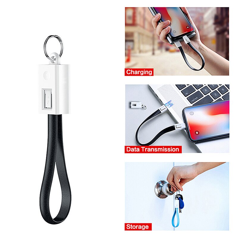 Keychain Micro USB Type C Cable Fast Charger Small Cable For iphone Sumsang Key Chain USBC Short Cabel Mini Cables East to Carry