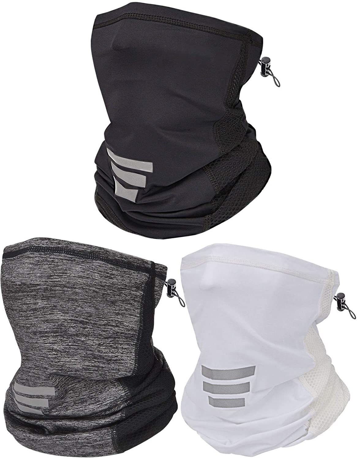 Masque cache-nez à cordon de serrage, cache-nez avec maille respirante pour Sports de plein air d&#39;été, Protection contre la poussière UV: 3 pcs set 