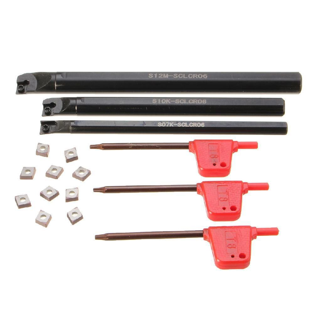 Steel Boring Bar Lathe Turning Tool Holder CCMT0602 Carbide Inserts Set