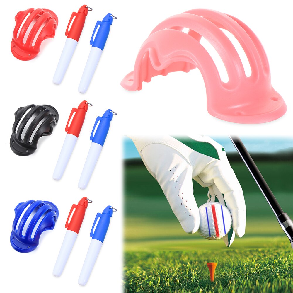 3 linjemarkør stencil  + 2 pen golf sætte positioneringshjælpemidler golfbold markør til golfbold tredobbelt spor erc krom udendørs værktøj