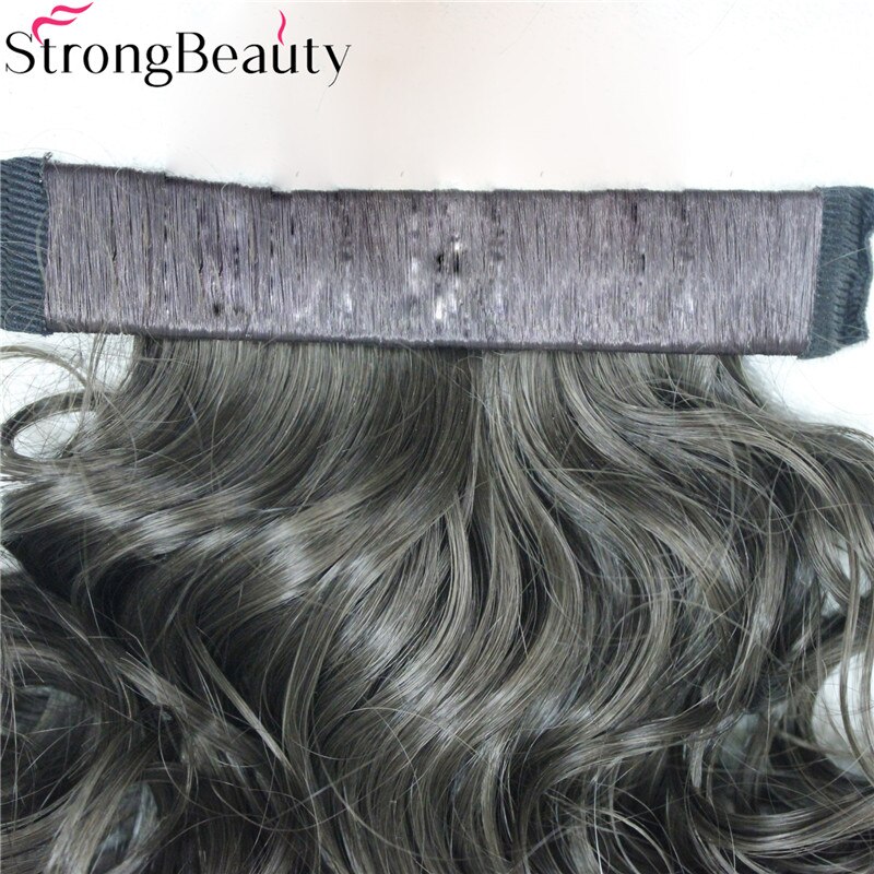 Coleta de pelo rizado, extensión de cabello medio largo sintético de belleza fuerte