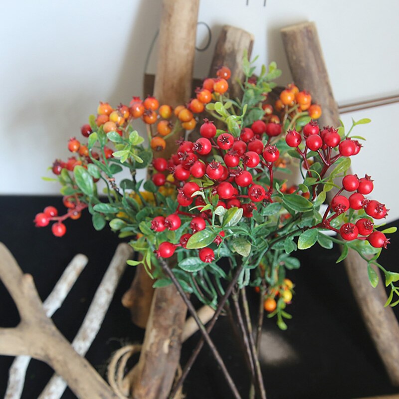 Kunstig Bær Blomst Enkelt Gren Skum Blomst Dekorativ Krans til Bryllup Hjem Fest Have Dekoration