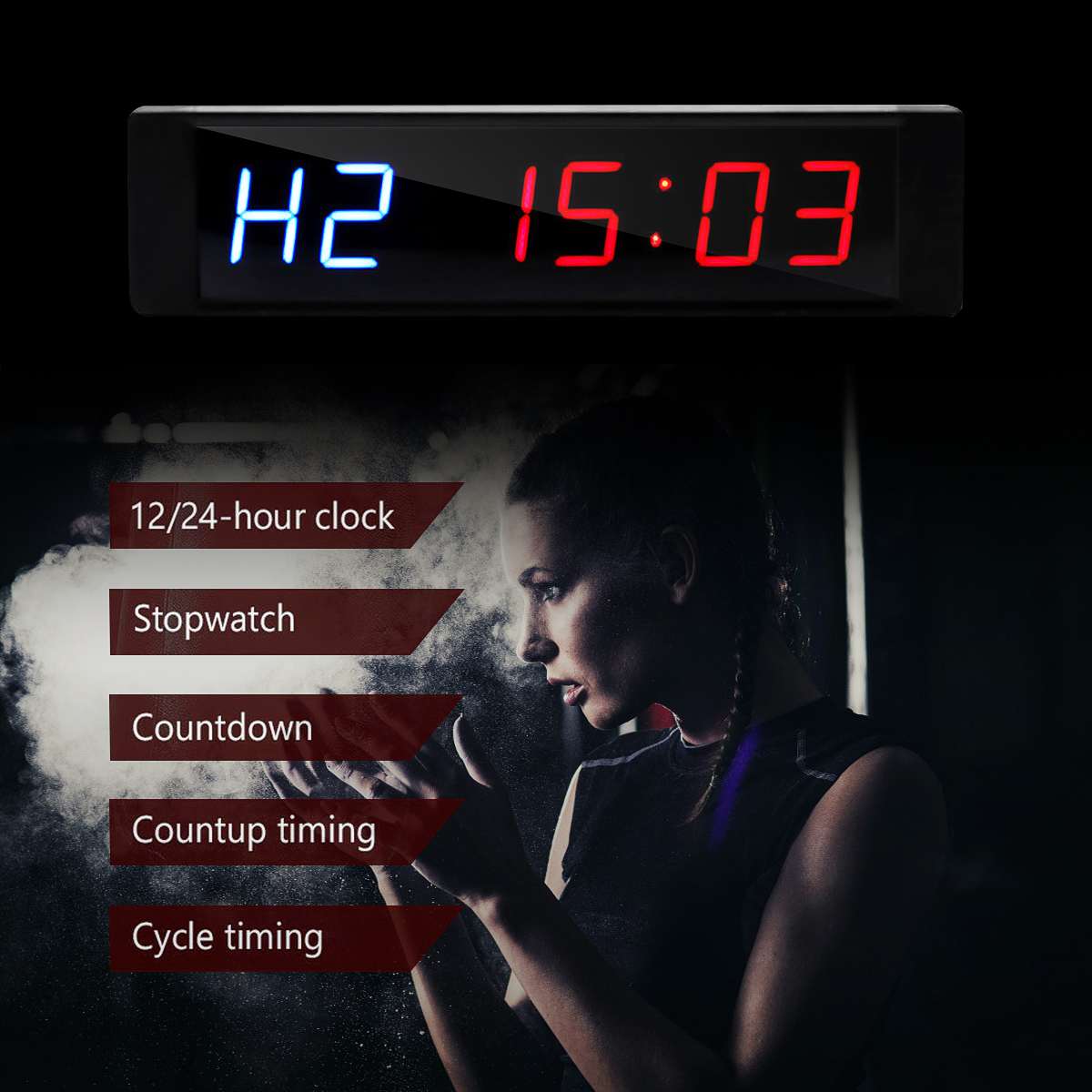 Training Timer LED Display Electronic Clock Stopwatch Interval Timer Prescise Wall Clock with Remote for Gym Fitness Training