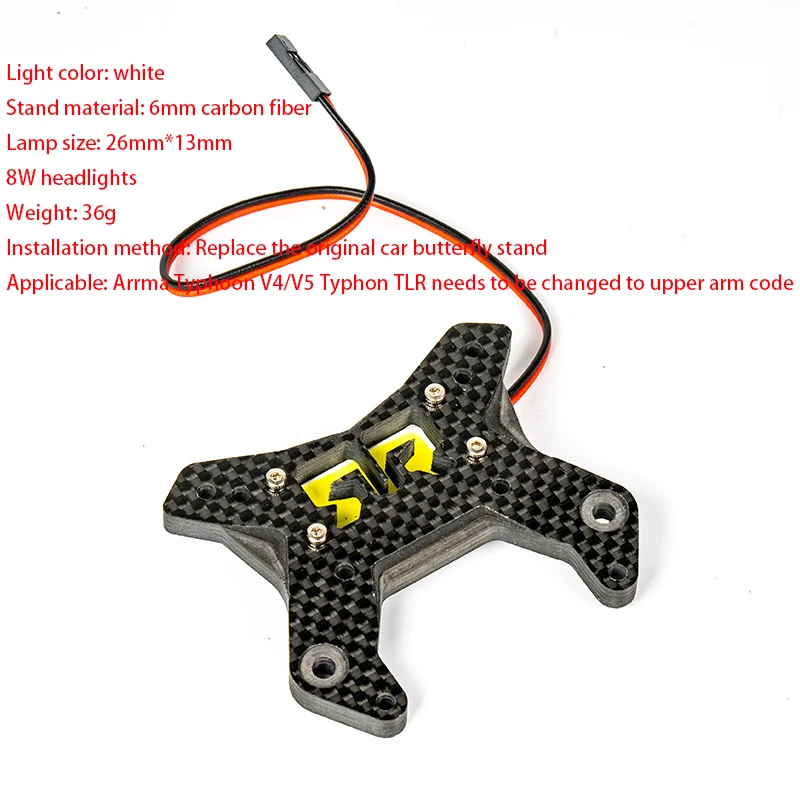 LED Simulatie Koolstofvezel Koplampen voor 1/8 ARRMA TYPHON 6S V4 V5 TLR TUNED 4X4 BUGGY Auto: Bordeaux