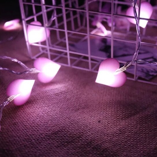 1.5m/3m hartvormige lichtsnoeren voor kerstboomversiering, lichtslingers voor festivals, lantaarns voor bruiloften, feesten en tuinverlichting.: Roze / 3m 20 harten