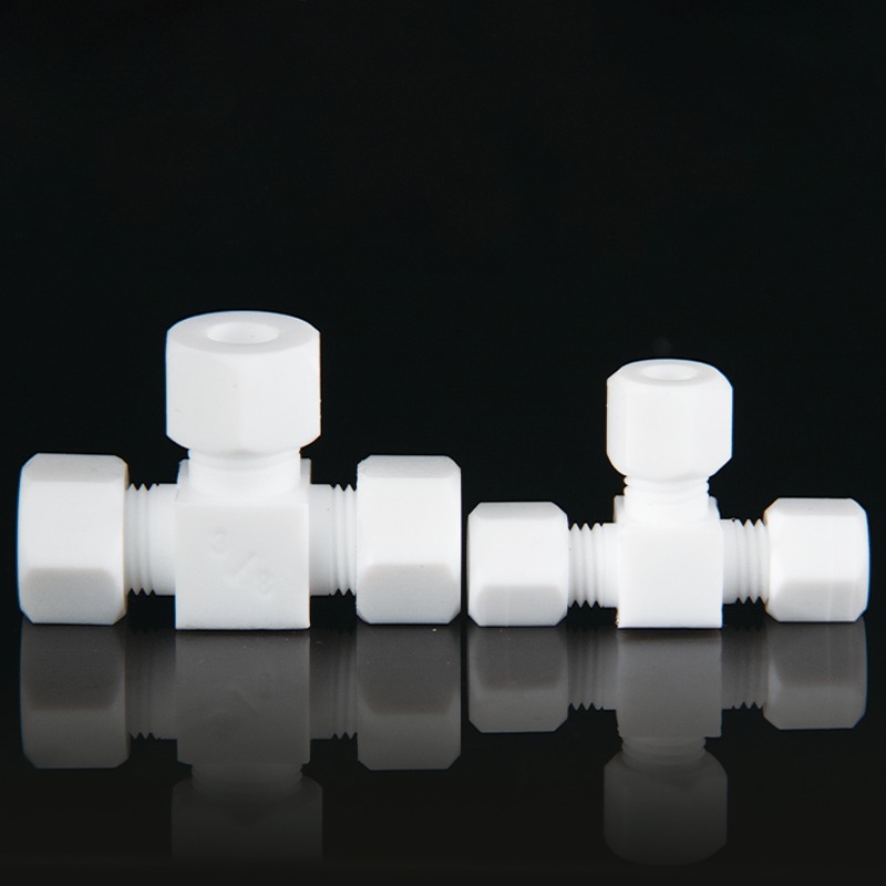 Tee 3 Manieren 2 3 4 6 8 10 12-24mm 1/16 "1/8" 1/4 "3/8" 1/2 "3/4" 1 "Inch OD Buis Compressie unie Fitting PTFE Koppeling Connector