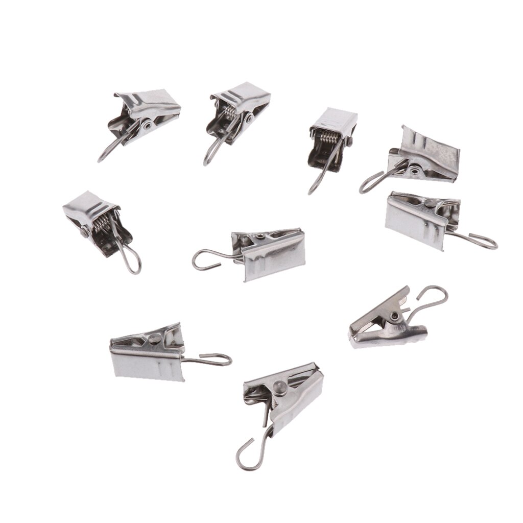 30 Pieces Muti Uses Hook, Clothesline Laundry Peg, Photo Clamps, Curtain Clips with Hook Hanger 30mm Silver