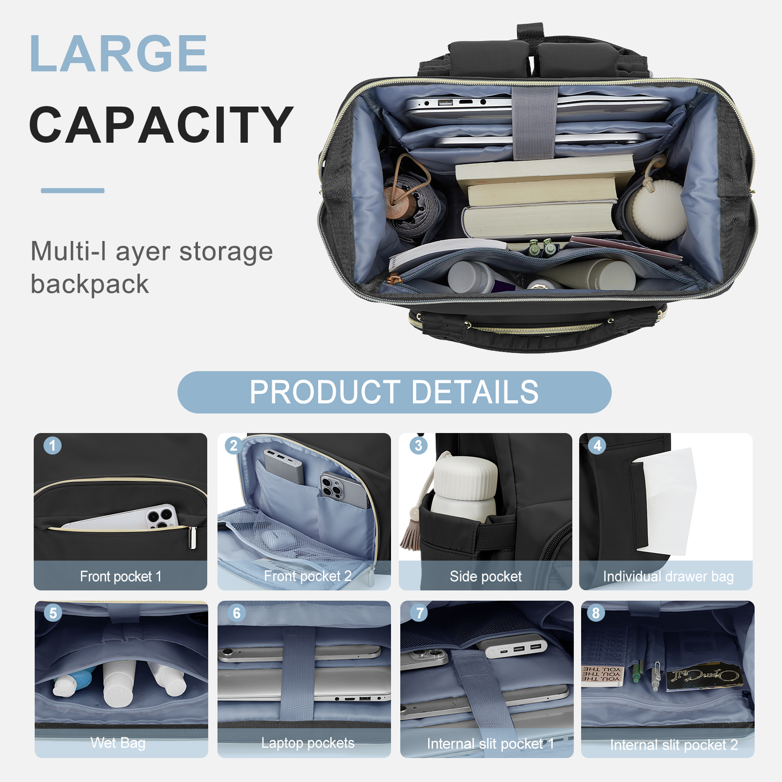 Laptop Backpack for Women Water Resistant Travel Work Backpacks Purse Stylish Business Teacher Nurse Computer Bag with USB Port