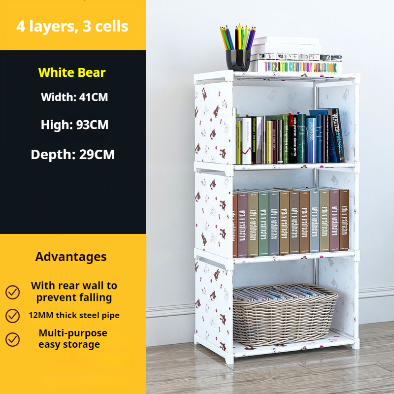Multi-layer Simple Assembled Bookshelf Easy To Assemble Closet Storage Cabinet Portable Children's Sundries Shelf Save Space: Navy Blue