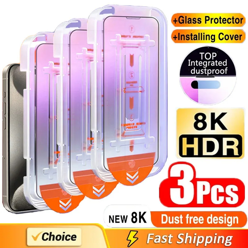 Oleophobe Beschichtung, staubfrei, einfache Installation, Displayschutzfolie für iPhone 15 Profi Max 16 13 11 14 XR XS X 12 6 7 8 Plus Glas