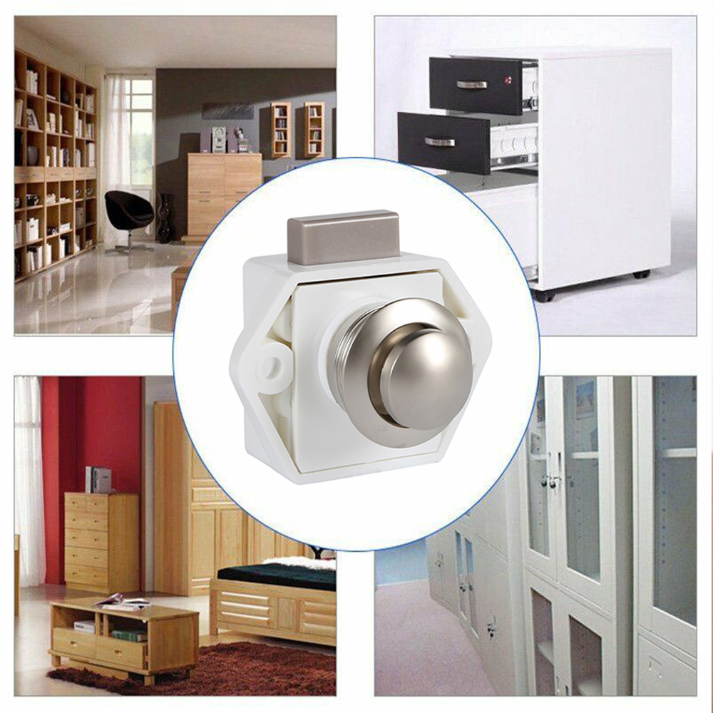 5Pcs Push Button Latch Lock 15-27mm Thickness Door Catch Knobs Household Metal Push Button Drawer Catch Lock for Furniture Boat