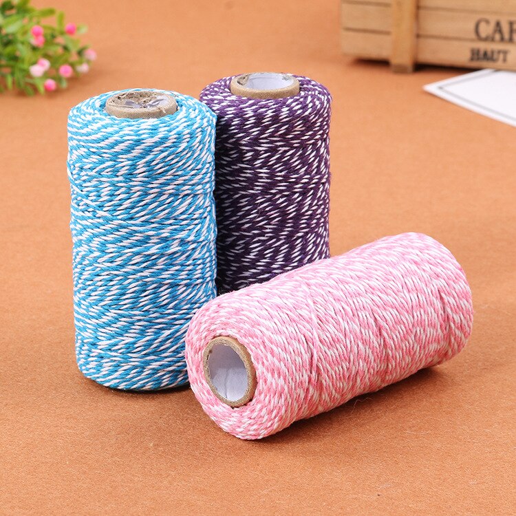 100m/roll DIY Colorful 2ply Bakers Twine String Cotton Cords Rope Wedding Party home Decoration Christmas DIY Wrapping