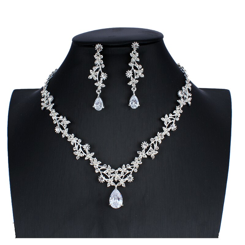 Jiayijiaduo Bridal Wedding Jewellery Sets For Women Bridesmaid Banquet Jewelry Crystal Silver 5089