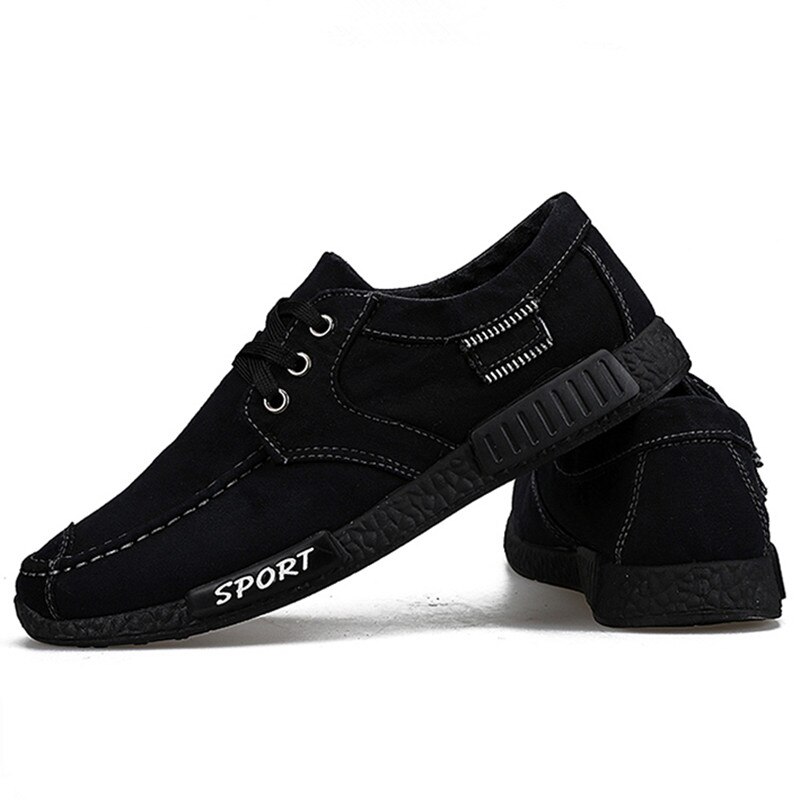 Zomer Sportschoenen Mannen Denim Lace Up Running Schoen Man Zachte Schoenen Mannen Sport Mannelijke Zwarte Sneakers Heren lage Top Werk Schoen Q18: Black / 9
