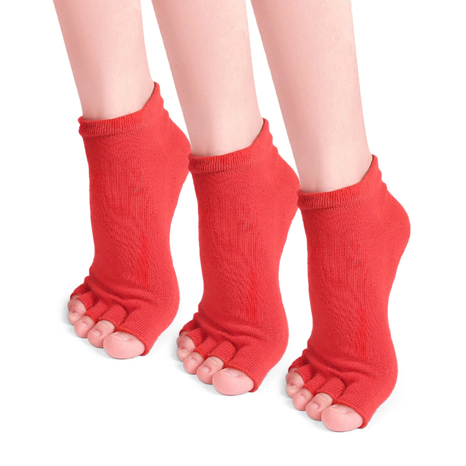 3/1Pair Half Toe Yoga Socks Non-Slip Peep Toe Anti-Slip Pilates Ankle Grip Durable Open Half Five Fingers Cotton Yoga Socks