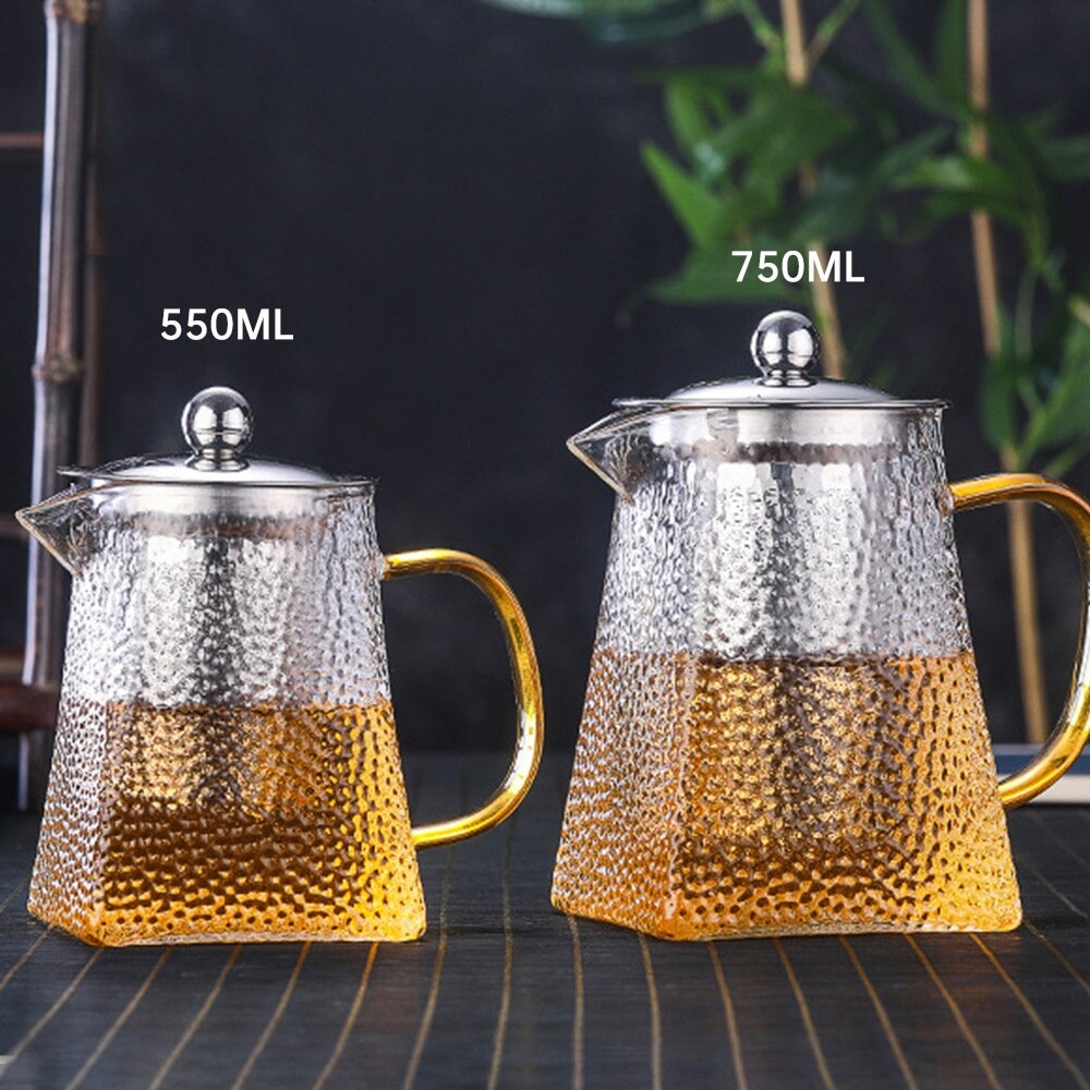 Hittebestendig Glas Theepot Met Roestvrijstalen Theefilter Verwarmde Container Thee Pot Goede Clear Ketel Vierkante Filter Manden ^