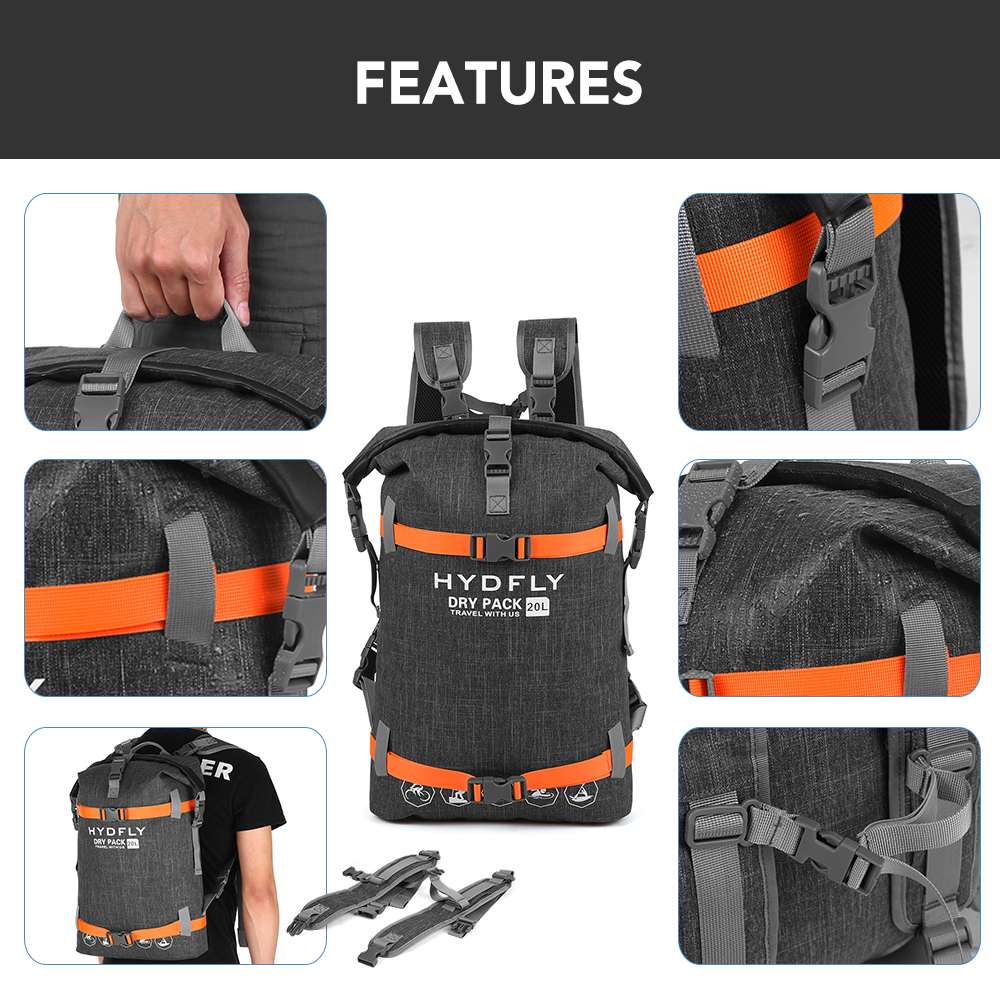 Outdoor Waterproof Bag Fishing Trekking Dry Bag River Kayak Boating Floating Roll-top Backpack Drifting Swimming Water Sports