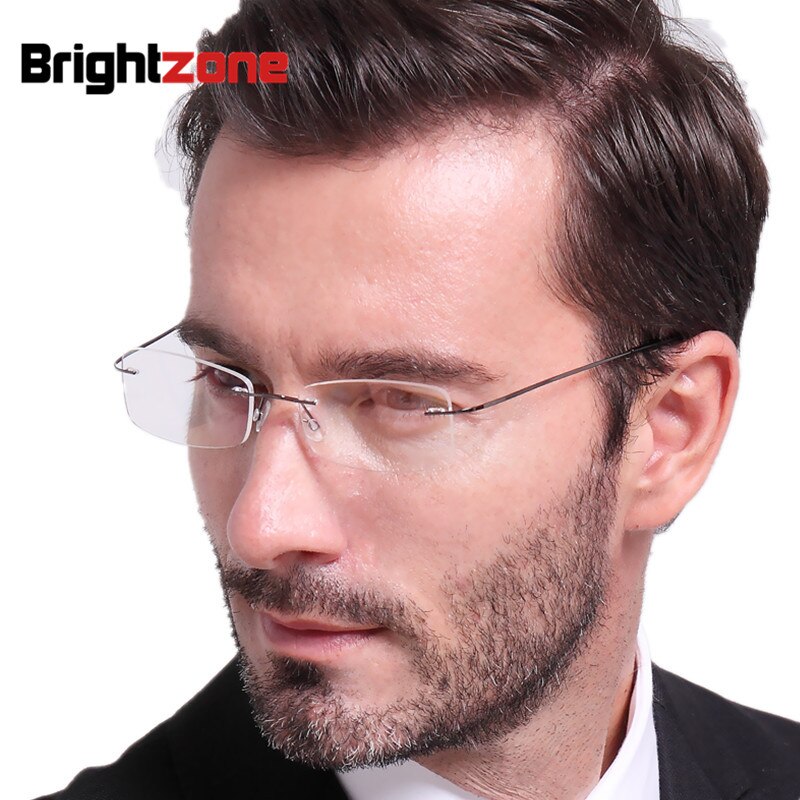 9 Colors Lightest Optical glasses Memory Titanium Alloy Rimless Frame Myopia Prescription Glasses 1.56 1.61 Progressive Lenses