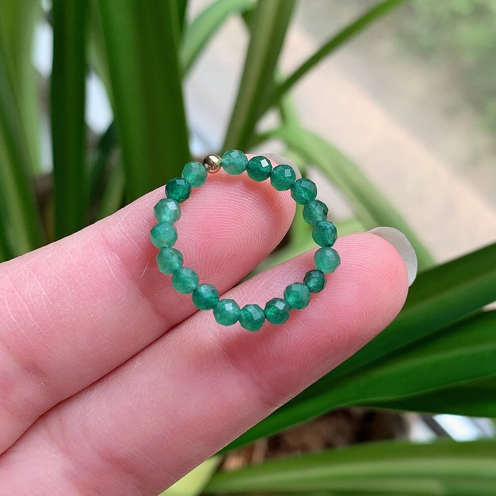 Natuurlijke Kristal Ringen Voor Vrouwen Wedding Party Shiny Quartz Amazoniet Roze Toermalijn Minimalisme Elastische Verstelbare Ring Boho: Green Agate