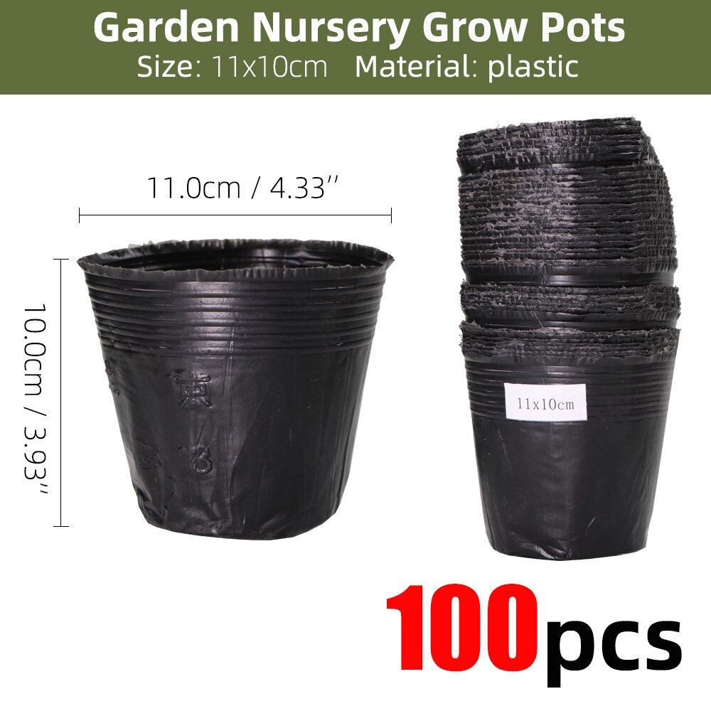 20-300PCS 15 Sizes of Plastic Grow Nursery Pot Home Garden Planting Bags for Vegetable Flowers Plant Container Starting Box: H-100PCS