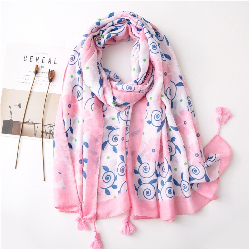 Foulard bohème pour femme, hijab blanc imprimé bohème, écharpe chaude en viscose, marque de luxe, couverture enveloppante pour femme: Style 4